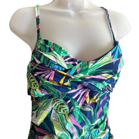 Bleu Rod Beattie Tropical Floral Cinched Waist Full Piece Swimsuit - Picture 6 of 7